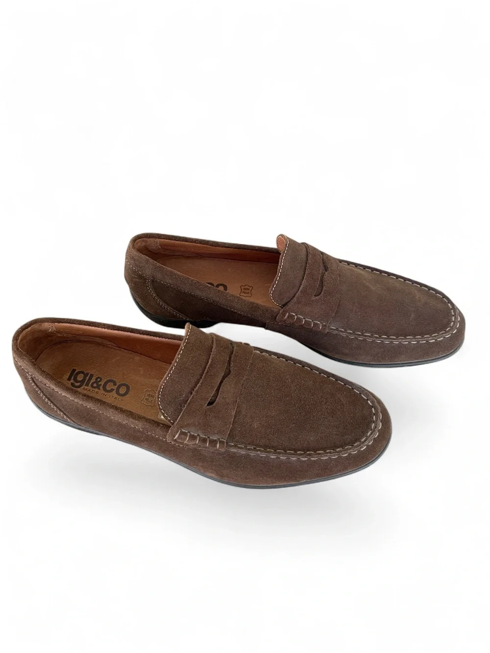 Igi&Co Brown Suede Penny Loafers for Men